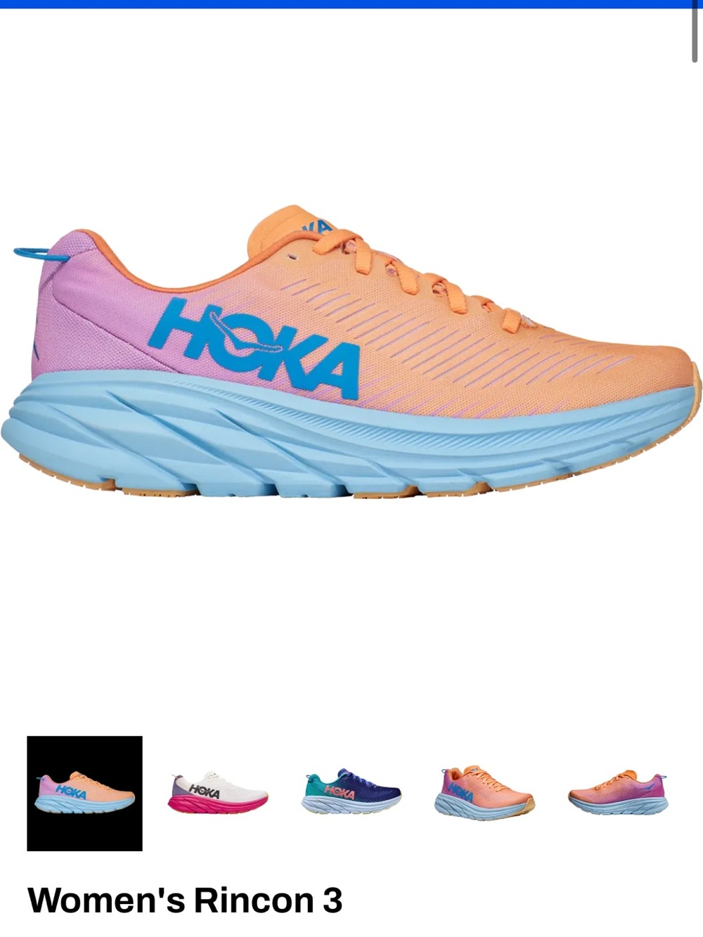 Hoka Women's Rincon 3 Running Shoe - Peach, Pink & Blue